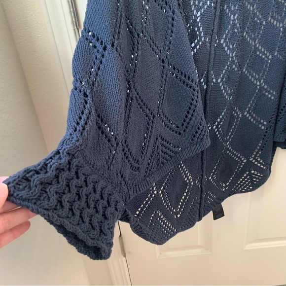 Anthropologie Angel of the North Graduated Diamond Navy Knit Cardigan Preppy Xs - Picture 11 of 12